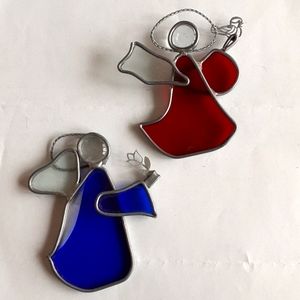 2 Stained glass holiday angels